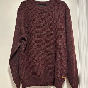 Buffalo David Button Mens XL Pullover Burgundy Speckle Knit Long Sleeve Sweater.